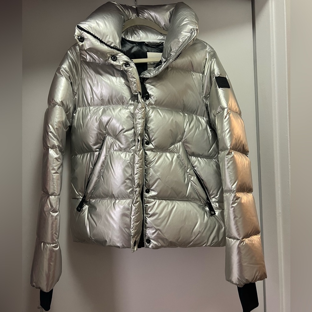 SAM Metallic Silver Short Puffer Jacket